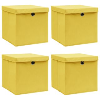 hoiukastid kaantega 4 tk, kollane 32 x 32 x 32 cm, kangas