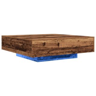 Kohvilaud LED Valgustega Vana Puit 100x100x31 cm