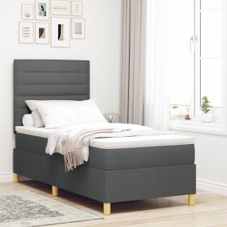 Box Spring Voodi koos Madratsiga Tumehall Üksik Kangas