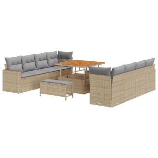 11-osaline aia diivanite komplekt padjadega Beež Polü Rattan Akatsia,3-osaline aia söögikomplekt padjadega Beež Polü Rattan Akatsia
