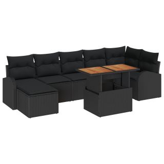 8-osaline aiadiivanikomplekt padjadega Must polü rattan,2-iste kohtade aiadiivan salvestuse ja padjadega Must polü rattan