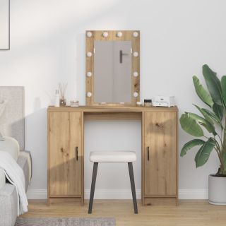 Tualettlaud LED Valgustusega Käsitöö Tammes 102x33x135 cm