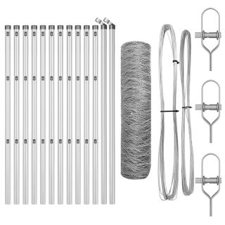 kuusnurkne aed 13 posti Hõbedane 0.5x25 m galvaniseeritud terasest