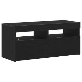 TV kapp LED-valgustitega, must tammes, 90x35x40 cm, tehispuit