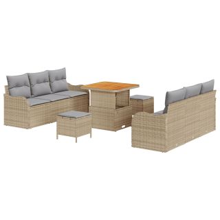 9-osaline aia diivanikomplekt koos padjadega beež polü rattan akatsia,2-kohaline aia diivan koos padjadega beež polü rattan,3-osaline aia söögikomplekt koos padjadega beež polü rattan akatsia