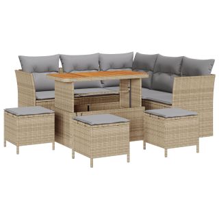 9-osaline aia diivanikomplekt padjadega Beež Polü Rattan Acacia,4-osaline aia söögikomplekt padjadega Beež Polü Rattan Acacia