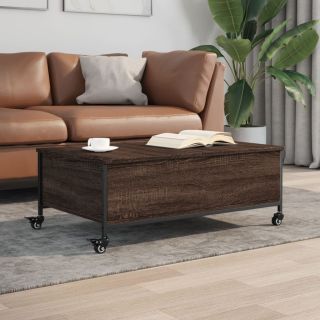 Кофейный столик на колесиках, коричневый дуб, 91 x 55 x 34 см, искусственное дерево