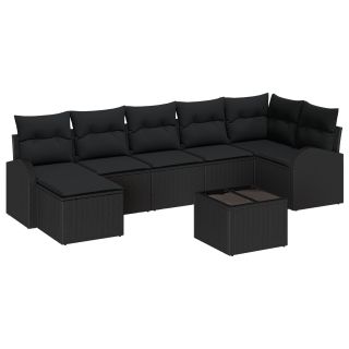 8-osaline Aia Sofakomplekt Padjadega Beez Polürotang,2-iste Aia Sofa Ladustamise ja Padjadega Must Polürotang