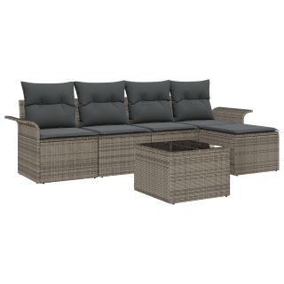 5-osaline aia diivanikomplekt padjadega must polü rattan