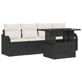 5-osaline aia diivanikomplekt padjadega must polü rattan,2-kohaline aia diivan padjaga ja hoiuruumiga must polü rattan