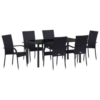 7-osaline aia söögikomplekt Must Polü Rattan
