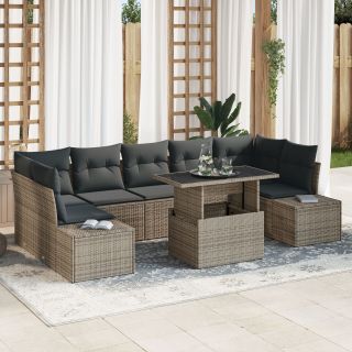 8-tükiline Aia Diivanikomplekt Patjadega Hall Polü Rattan