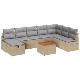 9-osaline aia diivanikomplekt padjadega beež polü rattan,2-istega aia diivan salvestuse ja padjadega beež polü rattan