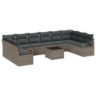 10-osaline aiadiivanikomplekt padjadega must polü rattan