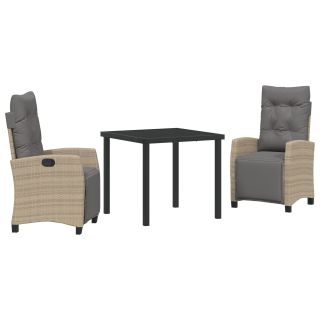 3-osaline aia söögikomplekt beež polü rattan