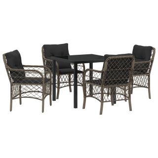 5-osaline aiasöögi komplekt padjadega hall polü rattan