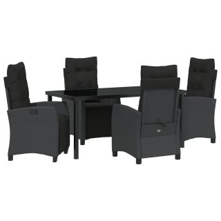 5-osaline Aia Söögilaudade Komplekt Must Polü Rattan
