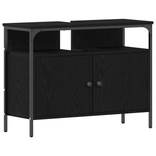 Vannitoa Kraanikausi Kapp Must Tamme 80x30x60 cm Töödeldud Puit