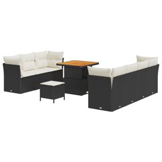 10-osaline aia diivanigrupp padjadega Must polü rattan akkaatsia,3-osaline aia söögigrupp padjadega Must polü rattan akkaatsia