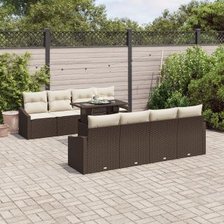 9-osaline Aia Diivanikomplekt Padjaga Pruun Polü RATTAN