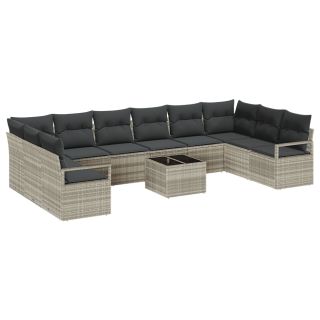 11-osaline aiadiivanikomplekt koos patjadega hall polü rattan,2-istmeline aiadiivan koos patjadega hall polü rattan