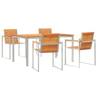 5-osaline aedade söögikomplekt tahke akaatsiapuust,Välitingimuste Söögilaud 150x90x75 cm tahke akaatsiapuust
