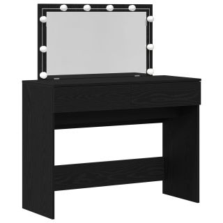 Tualettlaud koos LEDiga Must tamm 100x40x120 cm