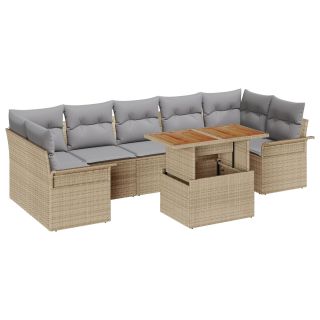 8-osaline aiapink padjadega Beež Polü Rattan,2-kohaline aiapink säästeka ja padjadega Beež Polü Rattan