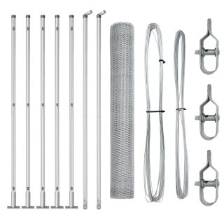 Kuusnurkne tara 0.8x10 m Galvaniseeritud teras,Aiatükid koos alusplaatidega 7 tk Ø32mm 90cm Galvaniseeritud teras