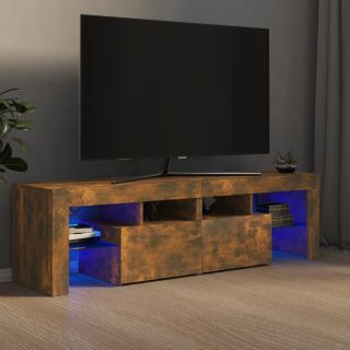 telerialus LED-tuledega, suitsutatud tamm, 140 x 36,5 x 40 cm