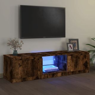 telerialus LED-tuledega, suitsutatud tamm, 140 x 40 x 35,5 cm