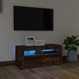 telerialus LED-tuledega, suitsutatud tamm, 90 x 35 x 40 cm