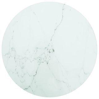 столешница, белая Ø40x0,8 см, закаленное стекло, рисунок под мрамор