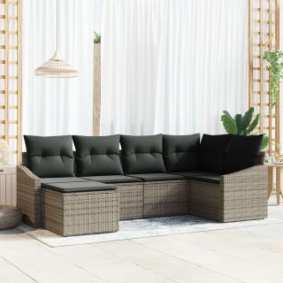 6-osaline Aed Toitlustus Komplekt Patjadega Hall Polü Rattan