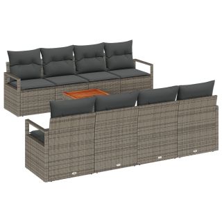 9-osaline aia diivanikomplekt padrikutega hall polü rattan akatsia,2-seater aia diivan padrikutega hall polü rattan