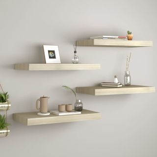 Полки настенные, 4 шт., цвет дуб, МДФ 50 x 23 x 3,8 см