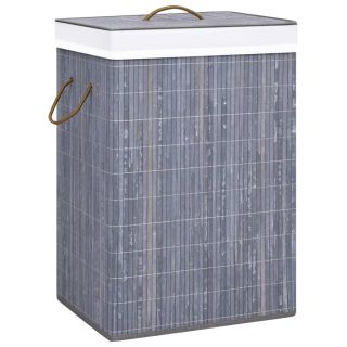 корзина для белья из бамбука с 2 отделениями, серая, 72 л