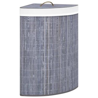 корзина для белья из бамбука угловая, серая, 60 л