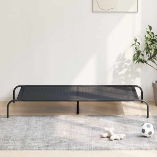 kõrgendatud koeravoodi must 150x90x20 cm tekstiilist terasest