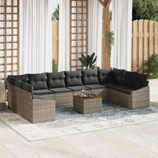 11 Tüki Aia Diivani Komplekt Padjadega Hall Polü Rattan Acacia