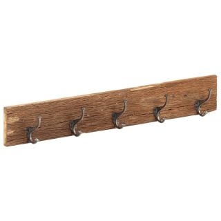 esiku riidenagi 5 konksuga, 100 x 2,5 x 15 cm, taastatud puit