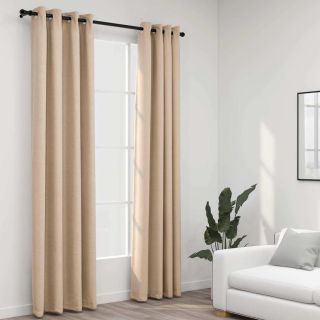 linase välimusega pimendavad kardinad 2 tk beež 140 x 245 cm