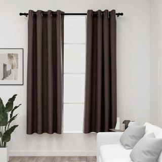 linase välimusega pimendavad kardinad 2 tk pruunikas 140x175 cm