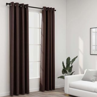 linase välimusega pimendavad kardinad 2 tk pruunikas 140x225 cm
