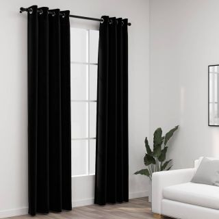 linase välimusega pimendavad kardinad 2 tk must 140 x 245 cm