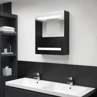 LED vannitoa peegelkapp, must, 50 x 14 x 60 cm