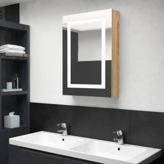 LED vannitoa peegelkapp, tamm, 50 x 13 x 70 cm