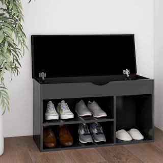 Скамейка для обуви с подушкой, серая, 80 x 30 x 47 см, искусственное дерево