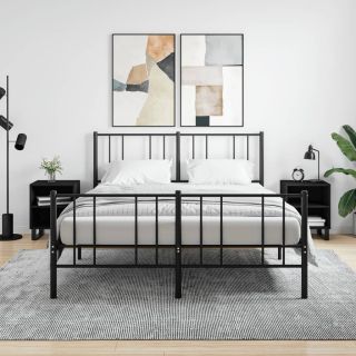 тумбочки прикроватные 2 шт., черные, 40 x 30 x 50 см, искусственное дерево