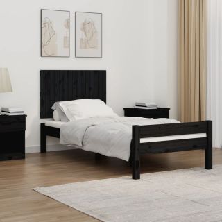 Изголовье кровати настенное, черное, 95,5x3x60 см, сосна